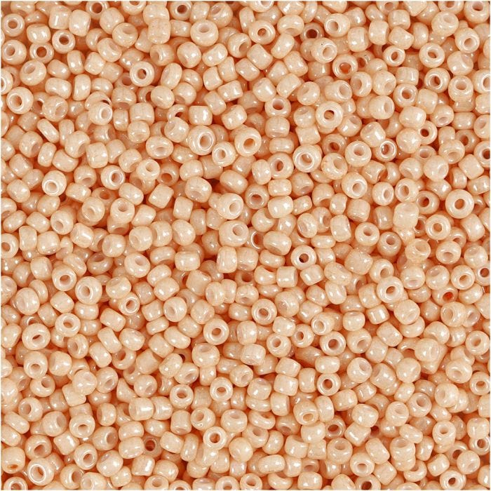 Cuentas de Semillas de Rocaille, dia 1,7 mm, medidas 15/0, medida agujero 0,5-0,8 mm, melocotón claro, 25 gr/ 1 paquete