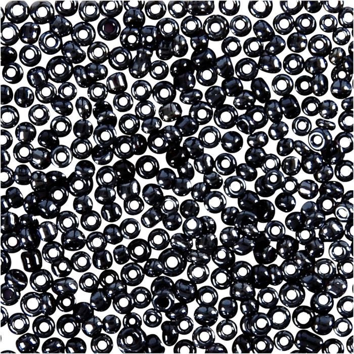 Cuentas de Semillas de Rocaille, dia 1,7 mm, medidas 15/0, medida agujero 0,5-0,8 mm, gris oscuro, 25 gr/ 1 paquete