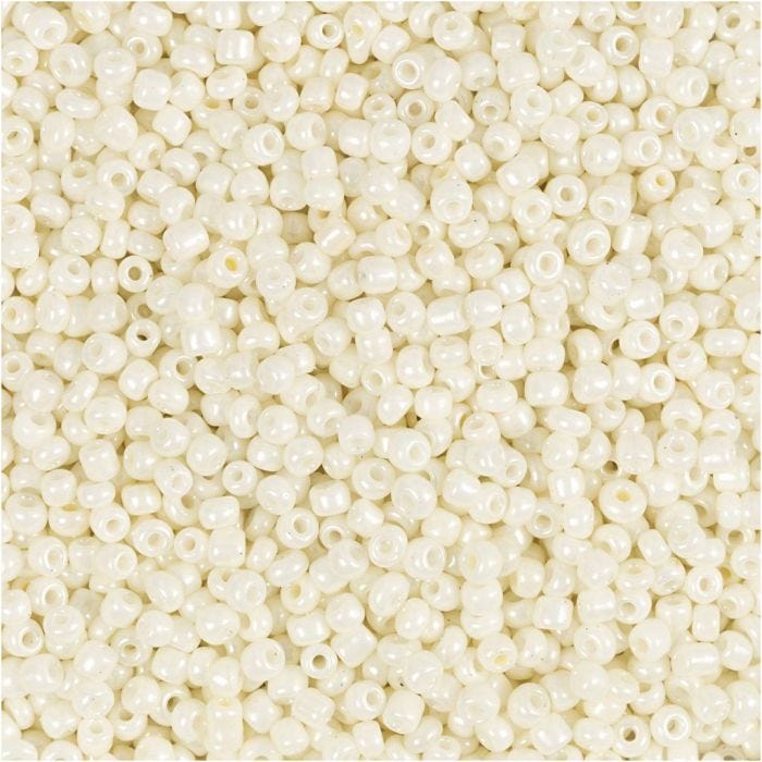 Cuentas de Semillas de Rocaille, dia 1,7 mm, medidas 15/0, medida agujero 0,5-0,8 mm, madre perla, 25 gr/ 1 paquete