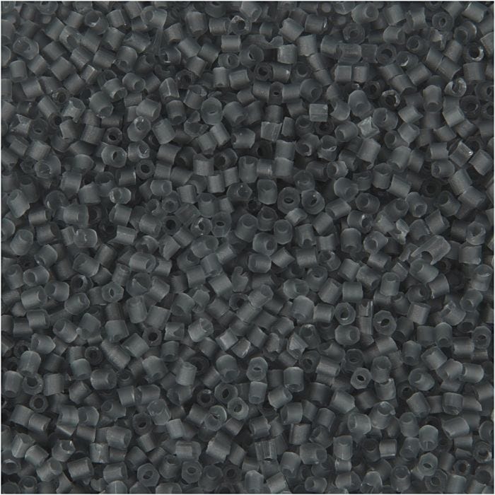 Rocalla cuenta 2 cortes, dia 1,7 mm, medidas 15/0, medida agujero 0,5 mm, gris transparente, 25 gr/ 1 paquete