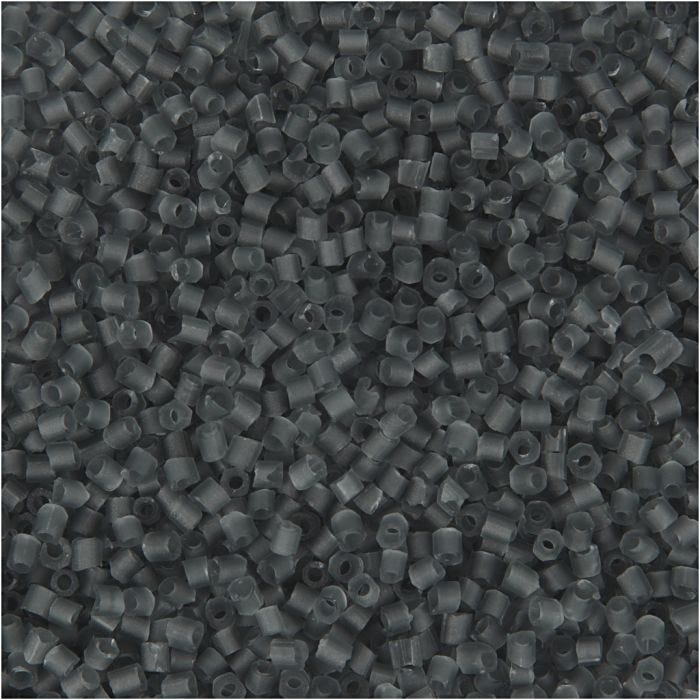 Rocalla cuenta 2 cortes, 2 cortes, dia 1,7 mm, medidas 15/0, medida agujero 0,5 mm, gris transparente, 500 gr/ 1 bolsa