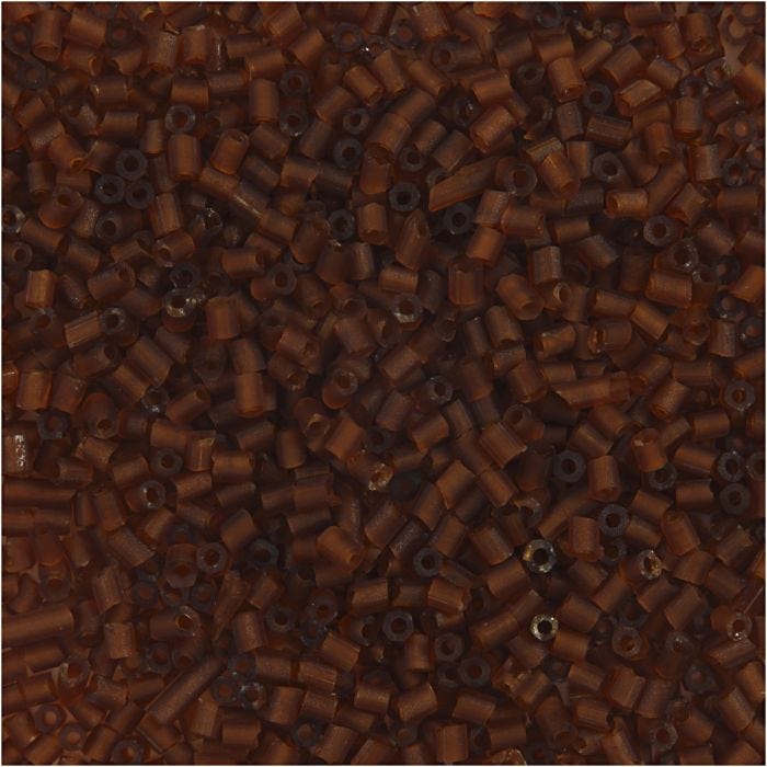 Rocalla cuenta 2 cortes, 1,7 mm, 15/0, 0,5 mm, marrón, 25gr/ 1 paquete