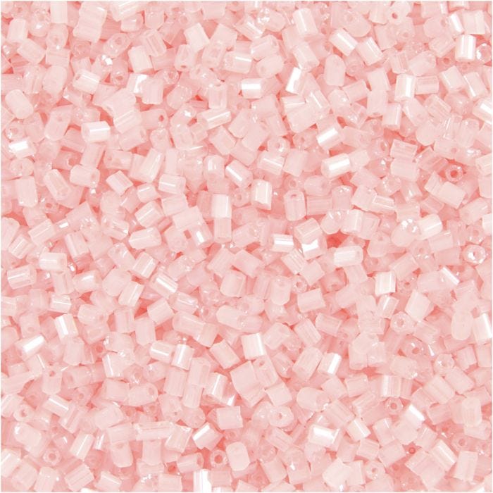 Rocalla cuenta 2 cortes, dia 1,7 mm, medidas 15/0, medida agujero 0,5 mm, rosado transparente, 25 gr/ 1 paquete