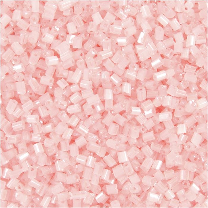 Rocalla cuenta 2 cortes, dia 1,7 mm, medidas 15/0, medida agujero 0,5 mm, rosado transparente, 500 gr/ 1 bolsa