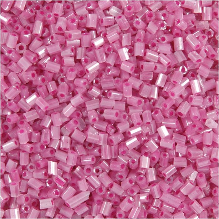 Rocalla cuenta 2 cortes, dia 1,7 mm, medidas 15/0, medida agujero 0,5 mm, rosado, 500 gr/ 1 bolsa