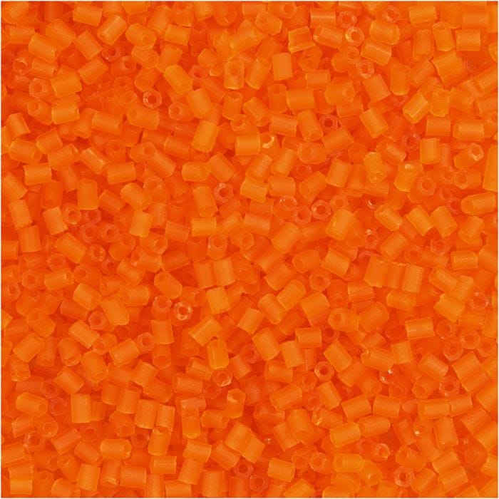 Rocalla cuenta 2 cortes, dia 1,7 mm, medidas 15/0, medida agujero 0,5 mm, naranja transparente, 25 gr/ 1 paquete