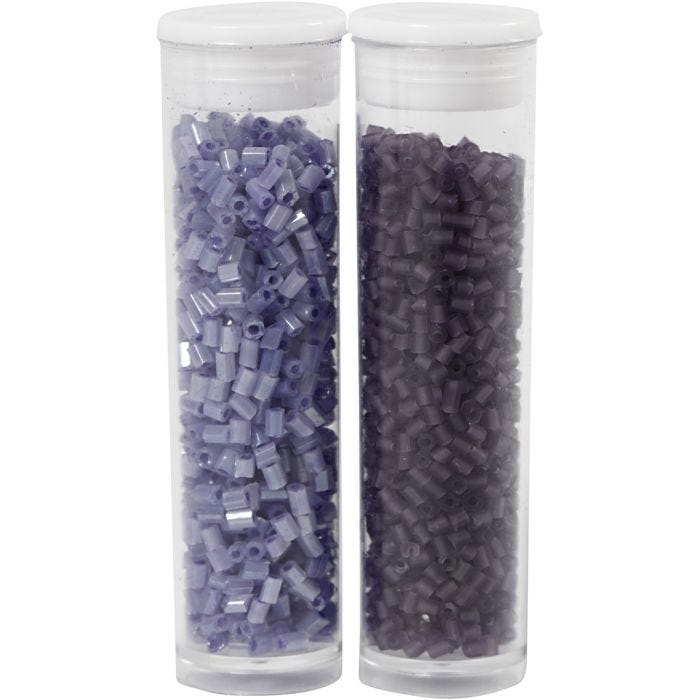 Rocalla cuenta 2 cortes, dia 1,7 mm, medidas 15/0 , medida agujero 0,5 mm, frosted purple, morado transparente, 2x7 gr/ 1 paquete