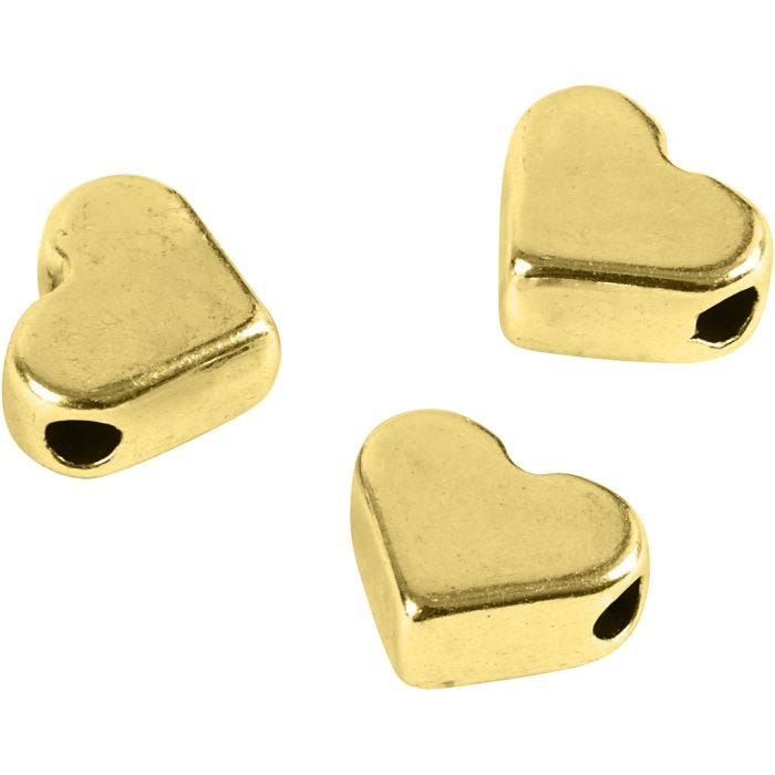 Cuenta espaciadora, medidas 5,5x7 mm, medida agujero 1 mm, dorado/plateado, 3 ud/ 1 paquete