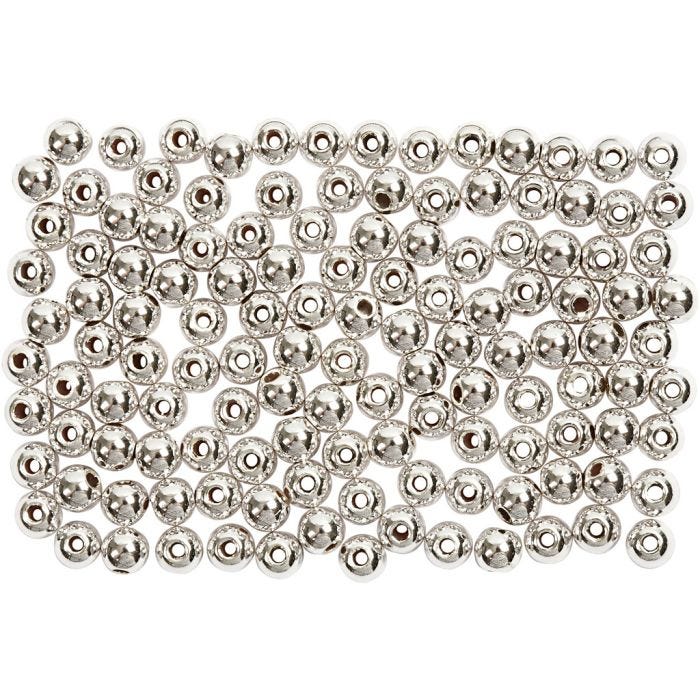Perlas de Cera, dia 3 mm, medida agujero 0,7 mm, plata, 150 ud/ 1 paquete