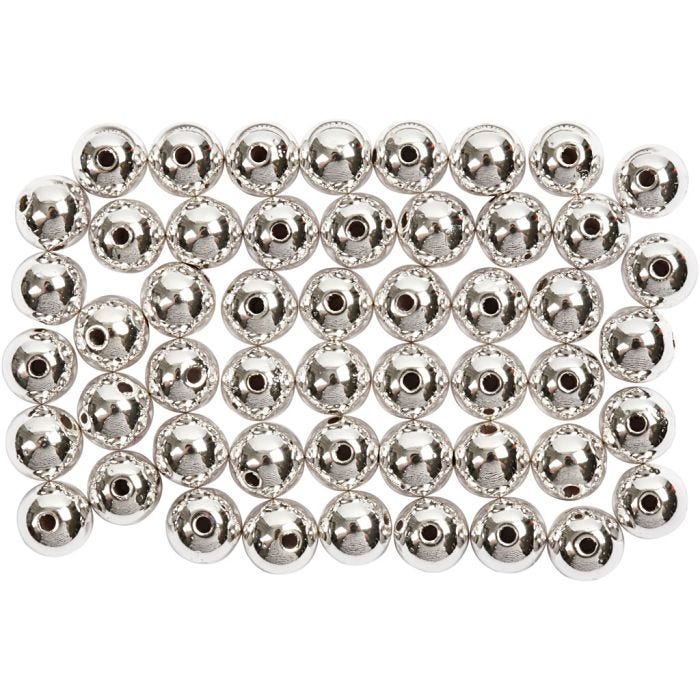 Perlas de Cera, dia 5 mm, medida agujero 0,7 mm, plata, 100 ud/ 1 paquete
