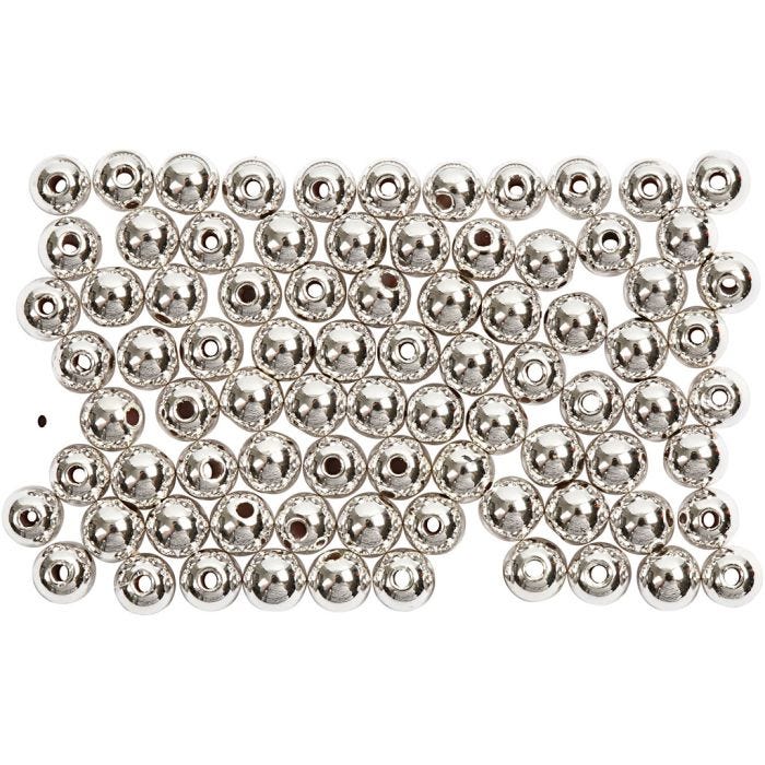 Perlas de Cera, dia 4 mm, medida agujero 0,7 mm, plata, 150 ud/ 1 paquete