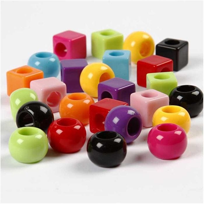 Cuentas de Plástico, medidas 11 mm, medida agujero 7 mm, surtido de colores, 75 gr, 150 ml/ 1 paquete