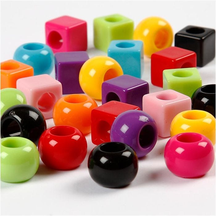 Cuentas de Plástico, medidas 11 mm, medida agujero 7 mm, surtido de colores, 1000 gr, 1700 ml/ 1 paquete