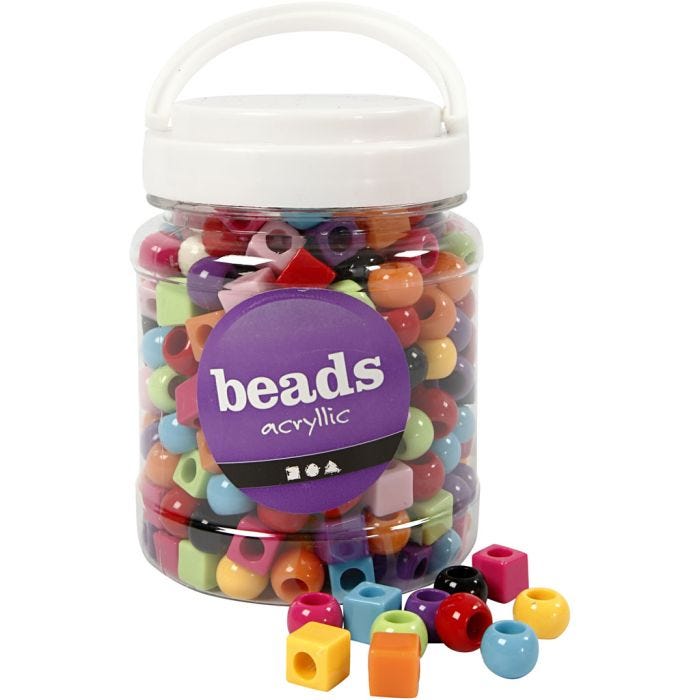 Cuentas de Plástico, medidas 11 mm, medida agujero 7 mm, surtido de colores, 420 gr, 700 ml/ 1 bote