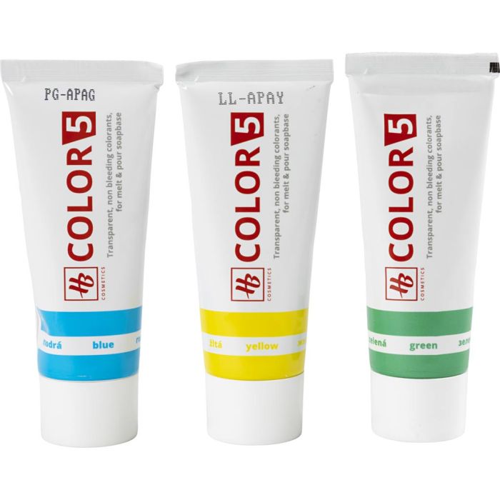 Tinte jabonoso, amarillo, verde, azul, 3x25 ml, 3x30 gr/ 1 paquete