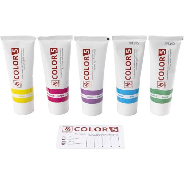Tinte jabonoso, surtido de colores, 5x30 gr/ 1 paquete