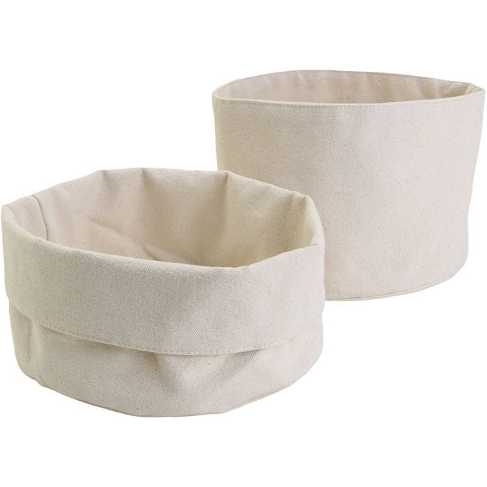 Cestas de tela, A: 14,5 cm, dia 20 cm, 385 gr, color natural claro, 10 ud/ 1 paquete