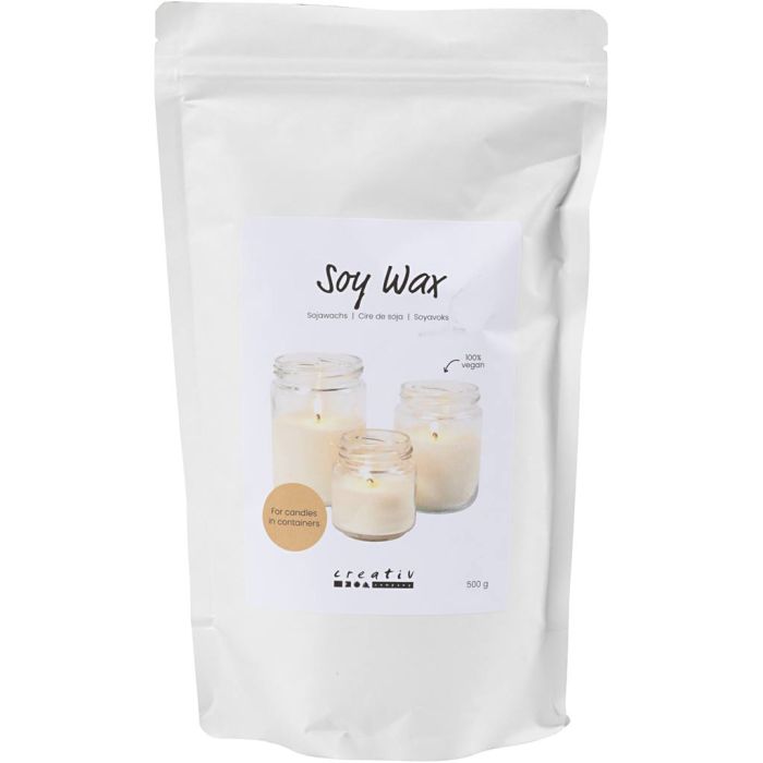 Cera de soja, Para velas en recipientes, crema, 500 gr/ 1 paquete