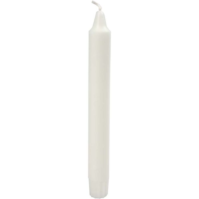 Velas con candela, A: 20 cm, dia 23 mm, blanco, 30 ud/ 1 paquete