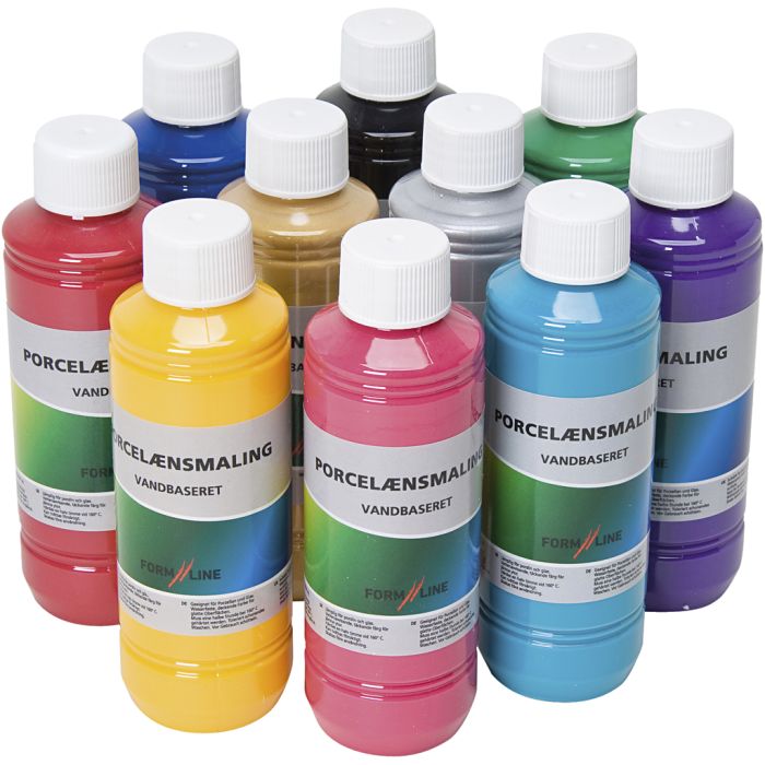 Pintura de vidrio y porcelana, surtido de colores, 10x250 ml/ 1 paquete