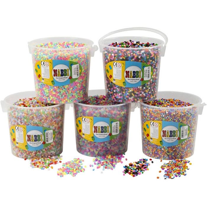 Fuse Beads, medidas 5x5 mm, medida agujero 2,5 mm, medium, 5x20000 ud/ 1 paquete