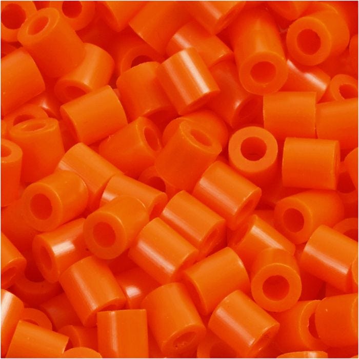 Fuse Beads, medidas 5x5 mm, medida agujero 2,5 mm, medium, naranja transparente (32233), 1100 ud/ 1 paquete