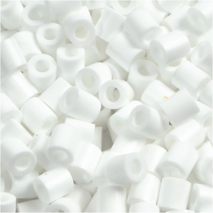 Fuse Beads, medidas 5x5 mm, medida agujero 2,5 mm, medium, blanco (32221), 6000 ud/ 1 paquete
