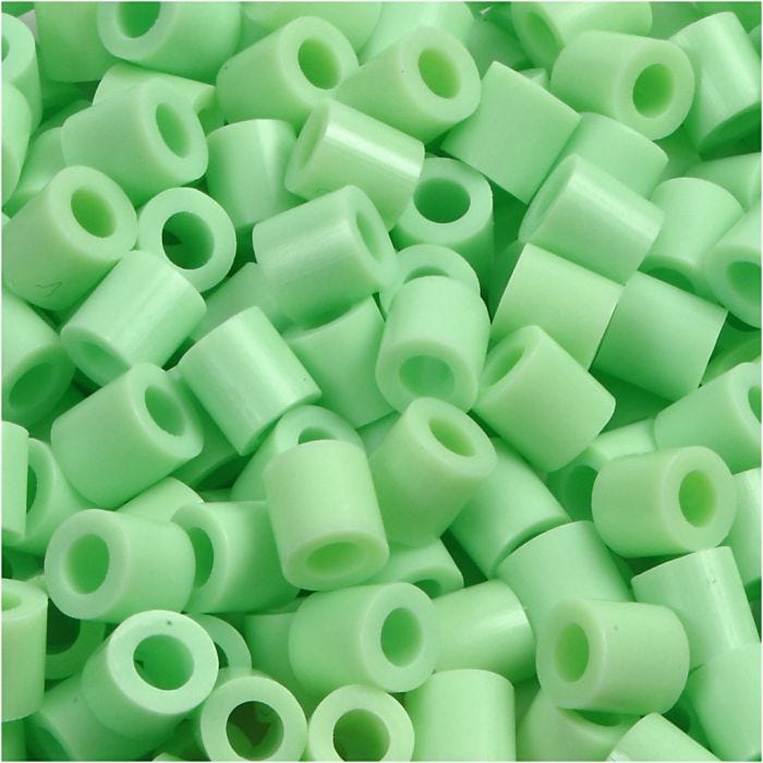 Fuse Beads, medidas 5x5 mm, medida agujero 2,5 mm, medium, verde pastel (32252), 1100 ud/ 1 paquete