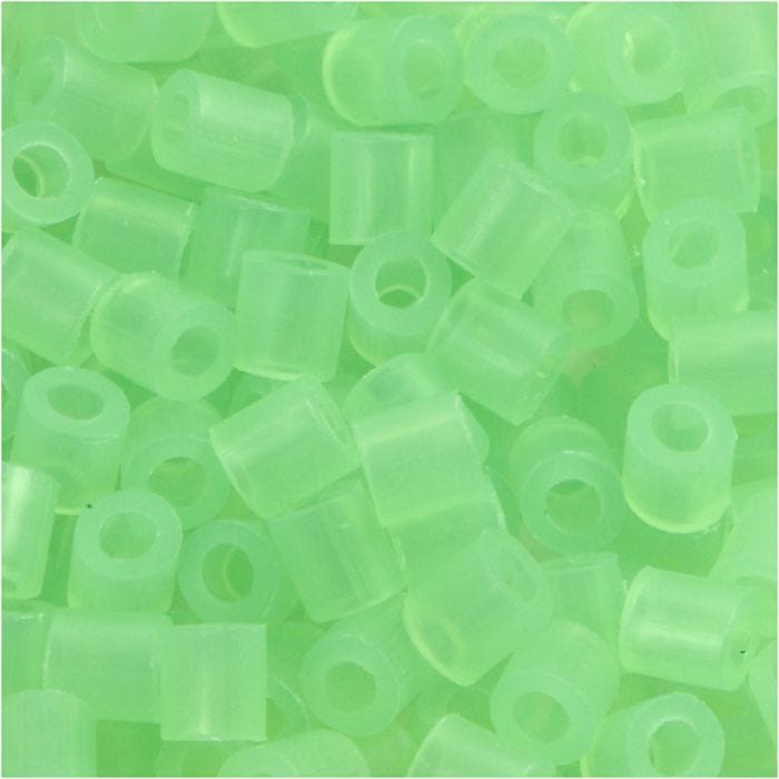 Fuse Beads, medidas 5x5 mm, medida agujero 2,5 mm, medium, verde neón (32237), 6000 ud/ 1 paquete