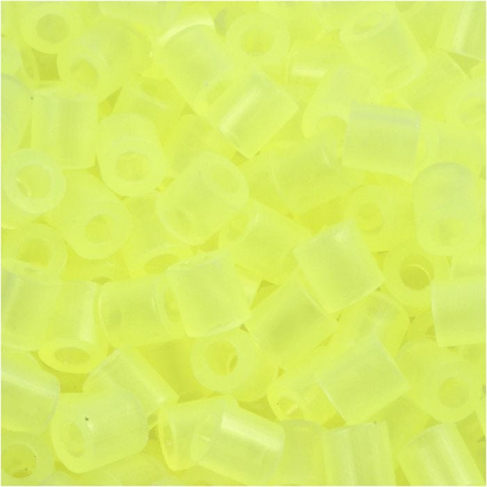 Fuse Beads, medidas 5x5 mm, medida agujero 2,5 mm, medium, amarillo neón (32223), 1100 ud/ 1 paquete