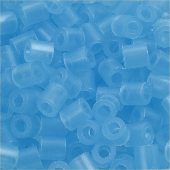 Fuse Beads, medidas 5x5 mm, medida agujero 2,5 mm, medium, azul neón (32235), 1100 ud/ 1 paquete