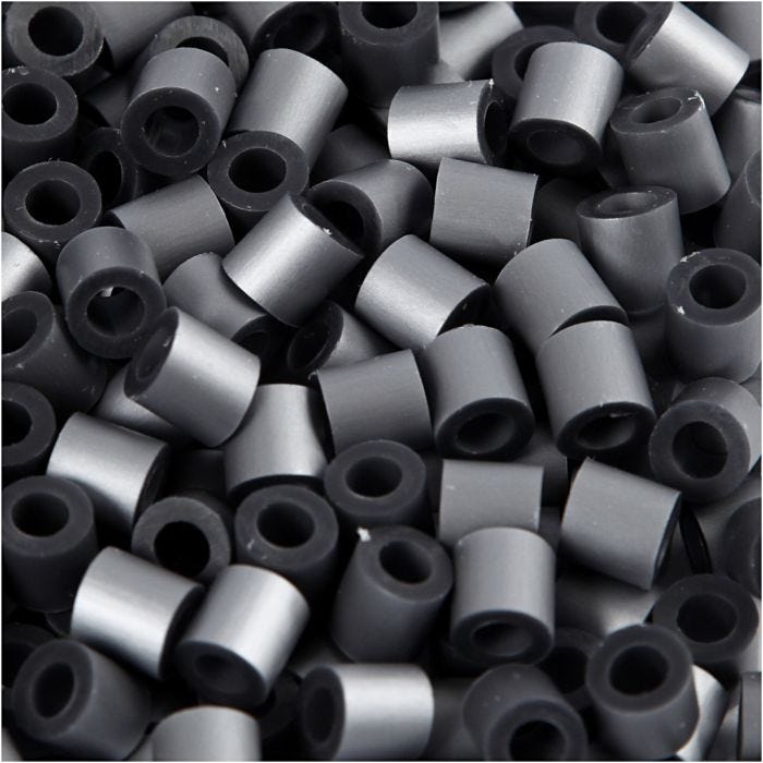 Fuse Beads, medidas 5x5 mm, medida agujero 2,5 mm, medium, plata (32262), 1100 ud/ 1 paquete
