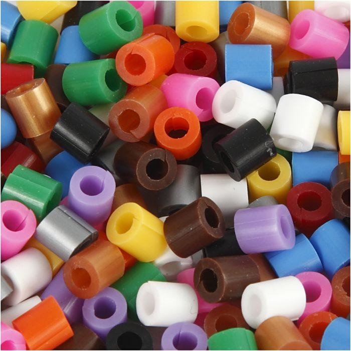 Cuentas Fuse con agujero, medidas 5x5 mm, medida agujero 2,5 mm, medium, colores estándar, 1100 stdas/ 1 paquete