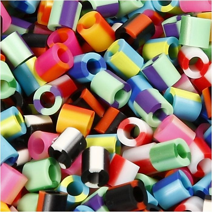 Fuse Beads, medidas 5x5 mm, medida agujero 2,5 mm, medium, raya, 1100 stdas/ 1 paquete