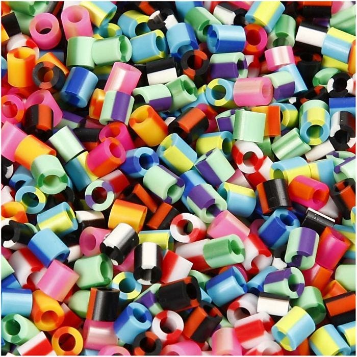 Fuse Beads, medidas 5x5 mm, medida agujero 2,5 mm, medium, raya, 10000 stdas/ 1 paquete