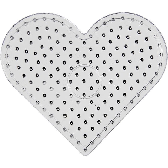 Placa de clavijas, corazón, medidas 17,5x17,5 cm, JUMBO, transparente, 1 ud