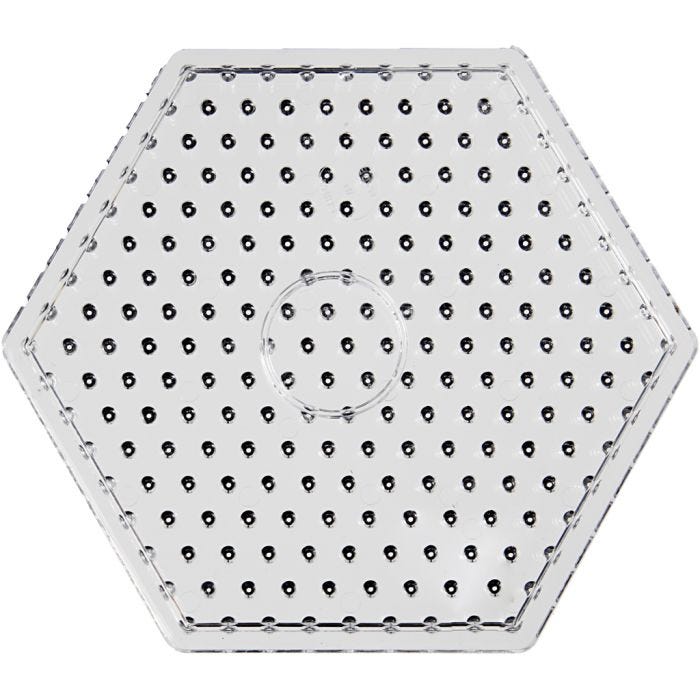 Placa de clavijas, hexágono, medidas 17,5x17,5 cm, JUMBO, transparente, 1 ud