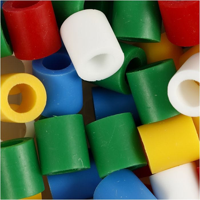 Fuse Beads, medidas 10x10 mm, medida agujero 5,5 mm, JUMBO, colores estándar, 1000 stdas/ 1 paquete