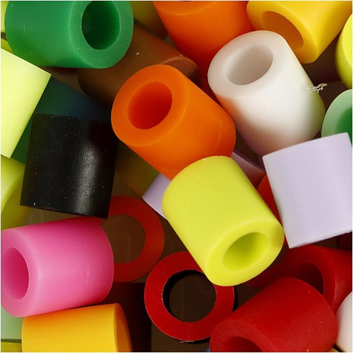 Fuse Beads, medidas 10x10 mm, medida agujero 5,5 mm, JUMBO, colores adicionales, 550 stdas/ 1 paquete