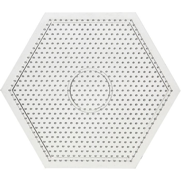 Placa de clavijas, large hexagon, 15x15 cm, medium, transparente, 1 ud