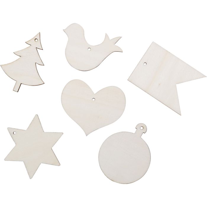 Figuras de madera para la decoración, medidas 6x6 cm, 24 ud/ 1 paquete