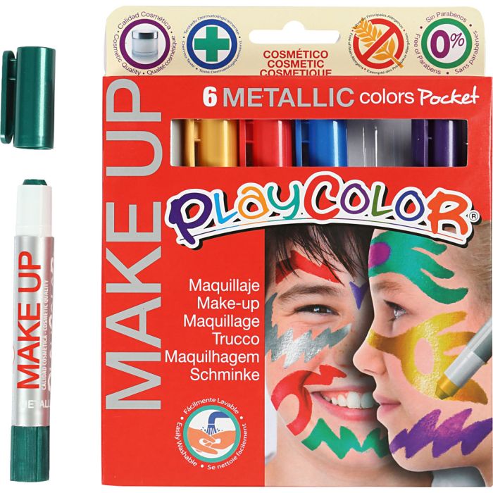 Maquillaje Playcolor, Metálica, surtido de colores, 6x5 gr/ 1 paquete