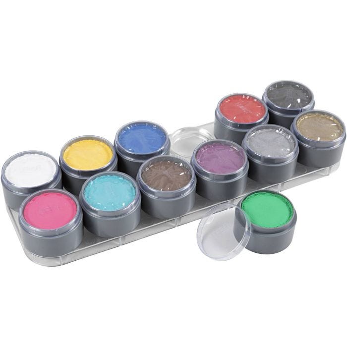 Paleta de pintura facial a base de agua, surtido de colores, 12x15 ml/ 1 ud