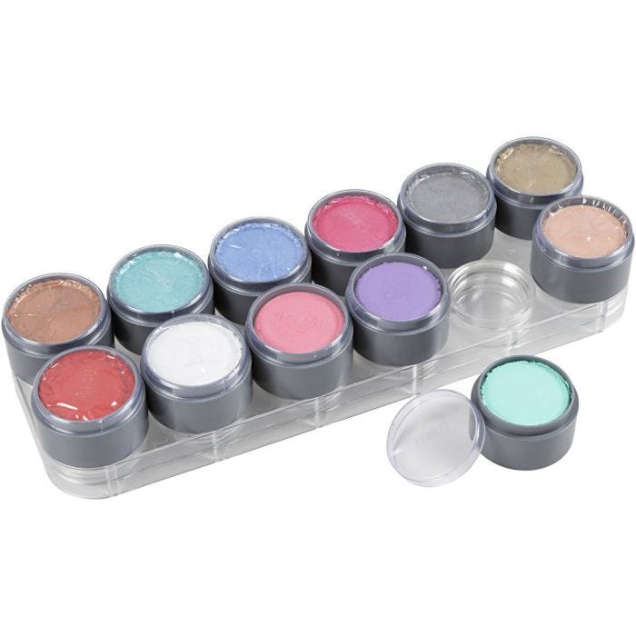 Paleta de pintura facial a base de agua, surtido de colores, 12x15 ml/ 1 ud