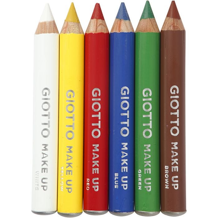 Lápices de maquillaje, L. 9 cm, colores estándar, 6 ud/ 1 paquete