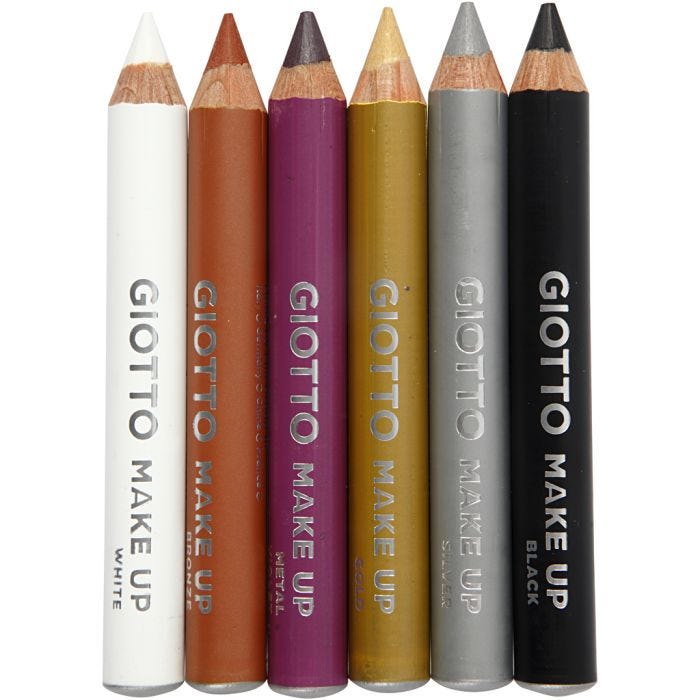 Lápices de maquillaje, L. 9 cm, colores adicionales, 6 ud/ 1 paquete
