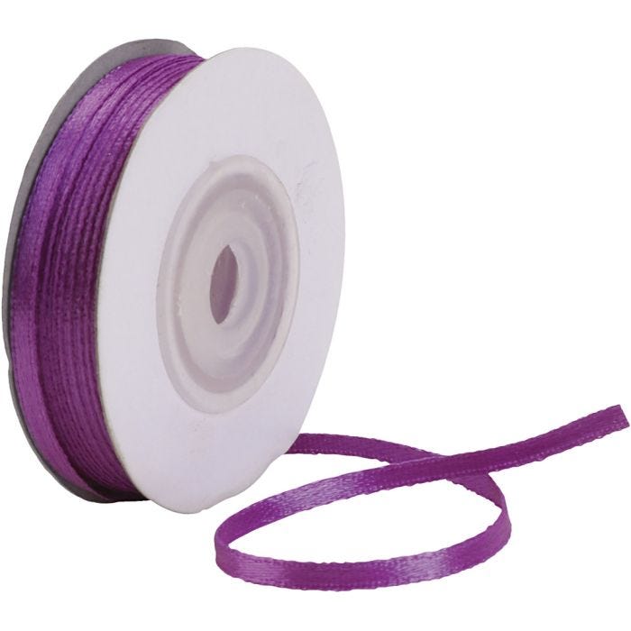 Cinta de satén, A: 3 mm, violeta oscuro, 30 m/ 1 rollo