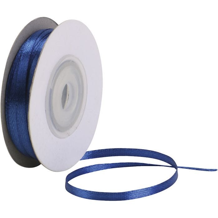 Cinta de satén, A: 3 mm, azul royal, 30 m/ 1 rollo