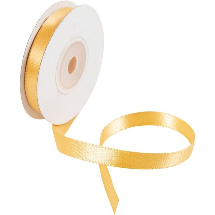 Cinta de satén, A: 10 mm, amarillo, 10 m/ 1 rollo