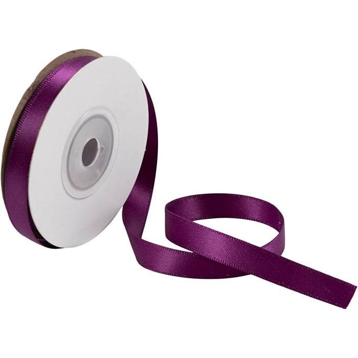 Cinta de satén, A: 10 mm, violeta oscuro, 10 m/ 1 rollo